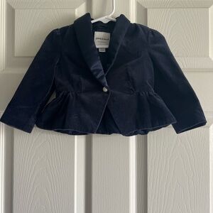 Janie and Jack Girls' Navy Velvet Peplum Blazer